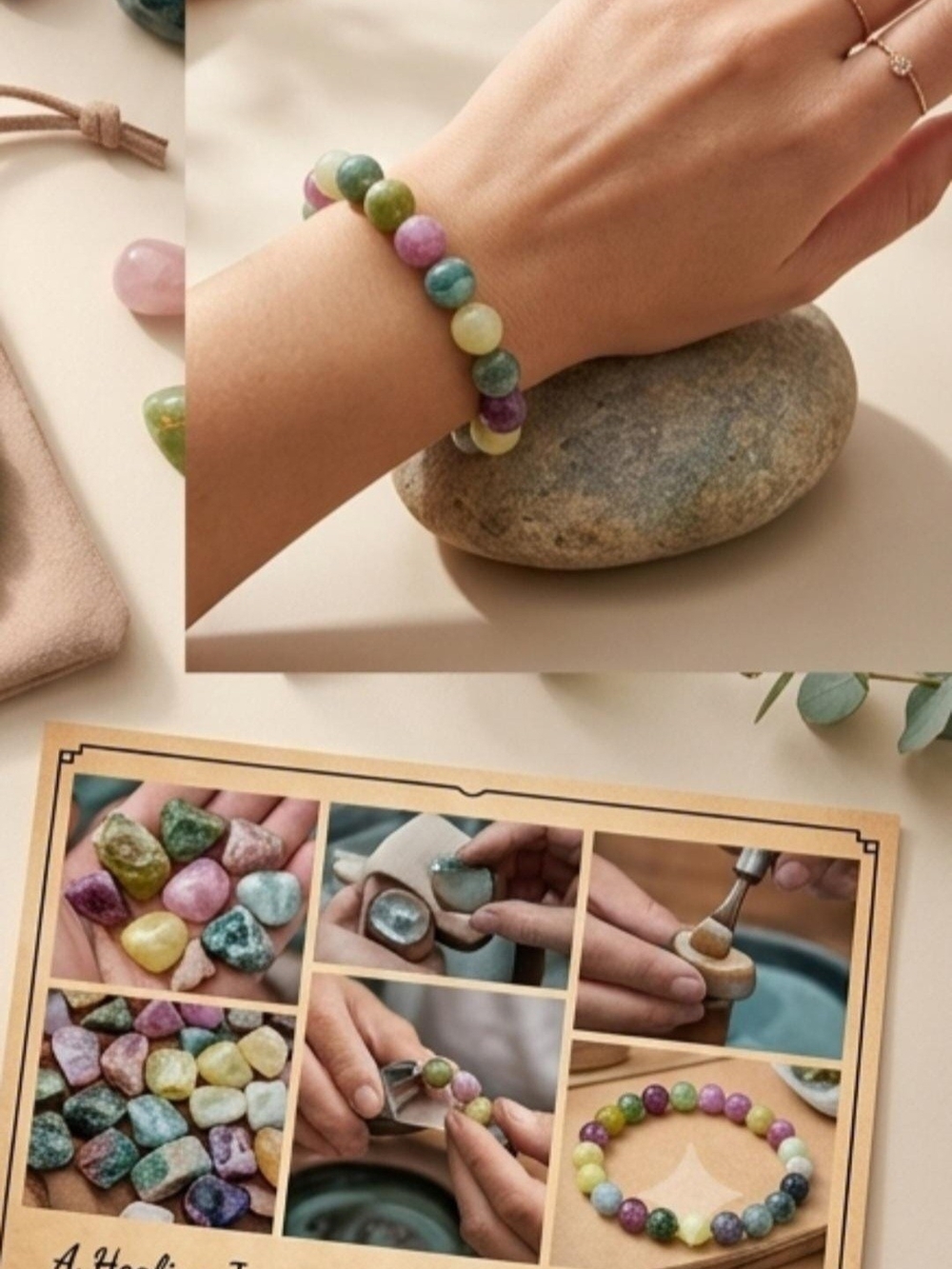 Multi-Color Natural Stone Beaded Bracelet - Healing Energy